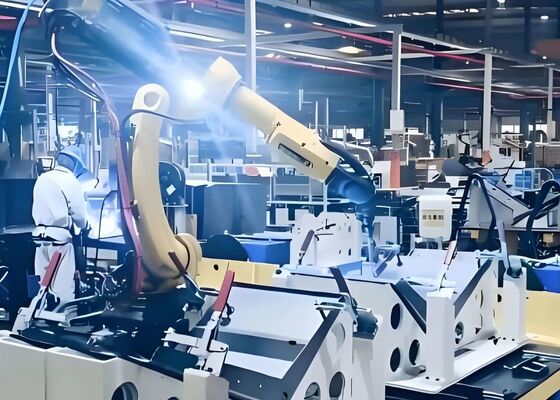 Stazione di lavoro di saldatura robotica standard con torcia di saldatura in ingegneria macchine costruzione navale