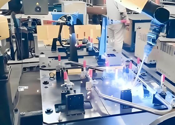 Stazione di lavoro di saldatura robotica standard con torcia di saldatura in ingegneria macchine costruzione navale